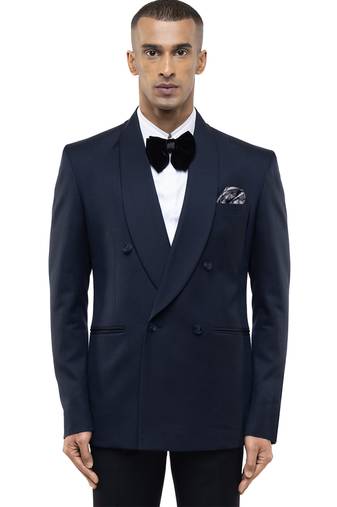 Blue woolen blends tuxedo set