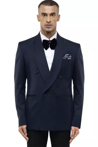 Blue woolen blends tuxedo set