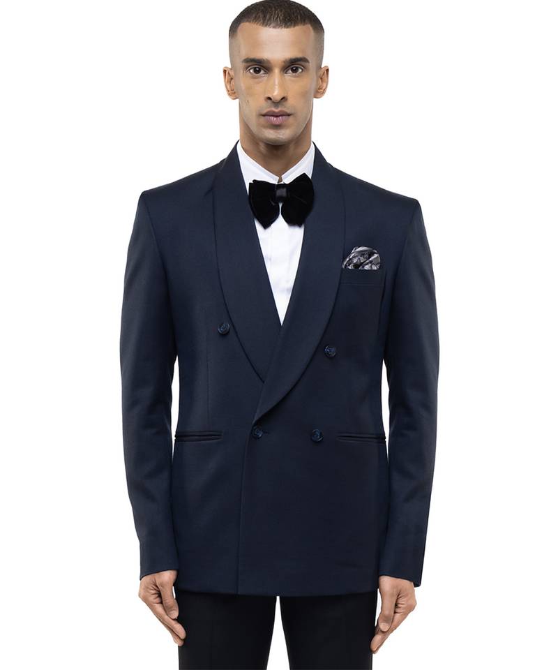 Blue woolen blends tuxedo set