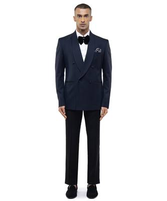 Blue woolen blends tuxedo set 2