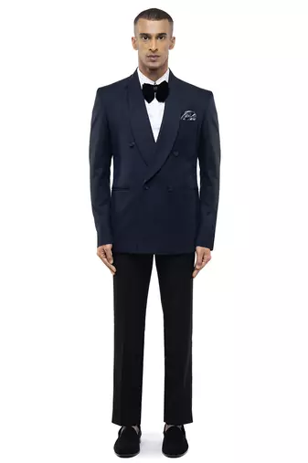 Blue woolen blends tuxedo set