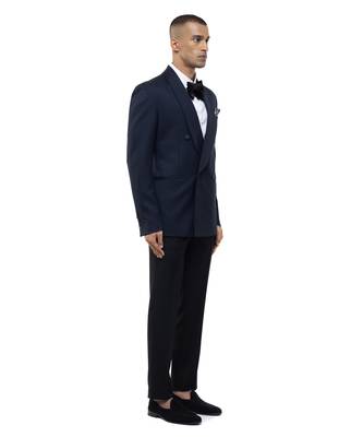 Blue woolen blends tuxedo set 3