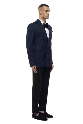 Blue woolen blends tuxedo set