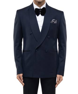 Blue woolen blends tuxedo set 5
