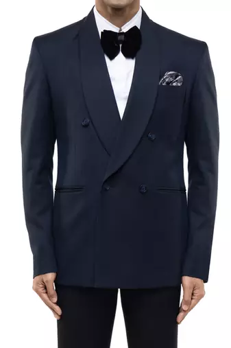 Blue woolen blends tuxedo set