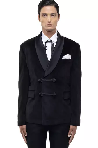 Black velvet tuxedo set