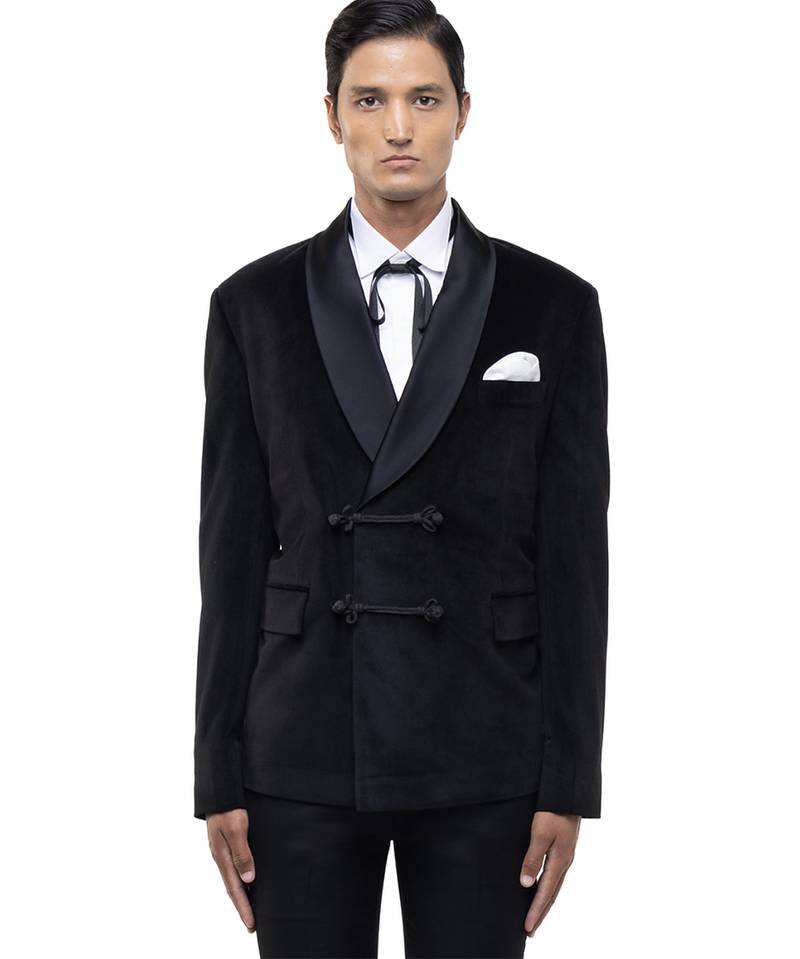 Black velvet tuxedo set