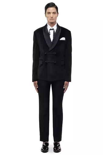 Black velvet tuxedo set