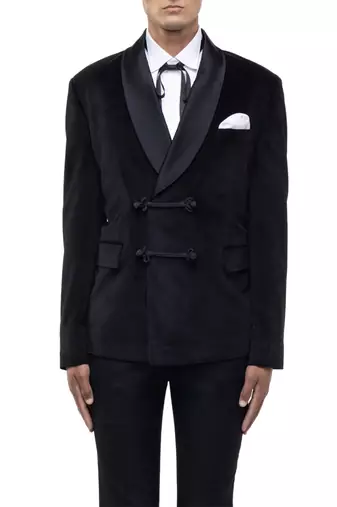 Black velvet tuxedo set