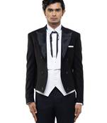 Black woolen blends tuxedo set