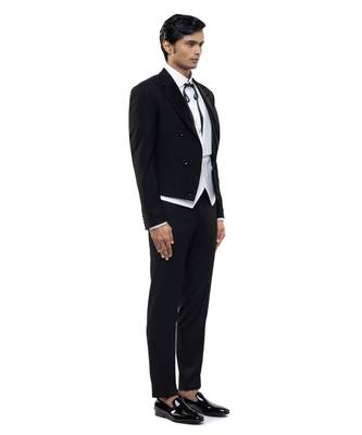Black woolen blends tuxedo set 3