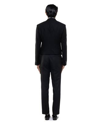 Black woolen blends tuxedo set 4