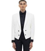 White woolen blends tuxedo set