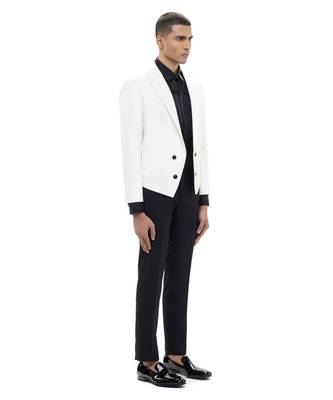 White woolen blends tuxedo set 3