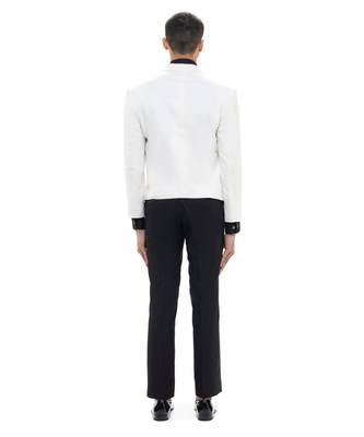 White woolen blends tuxedo set 4