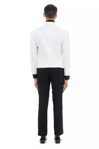 White woolen blends tuxedo set