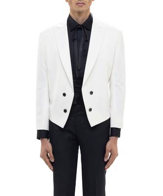 White woolen blends tuxedo set 5