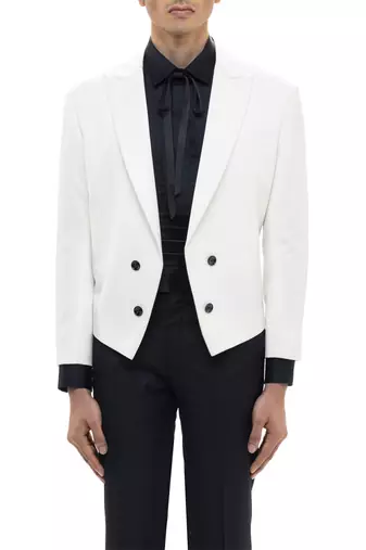 White woolen blends tuxedo set