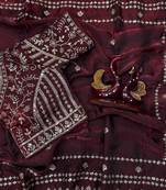 Maroon Color Sequence And Zari Embroidery Work Space Silk Saree