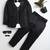 Boys black satin modern geometric jacquard woven 3-piece suit set with bow tie