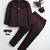 Boys wine satin peacock sugar beads embellished bandhgala suit set