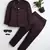 Boys wine satin peacock sugar beads embellished bandhgala suit set