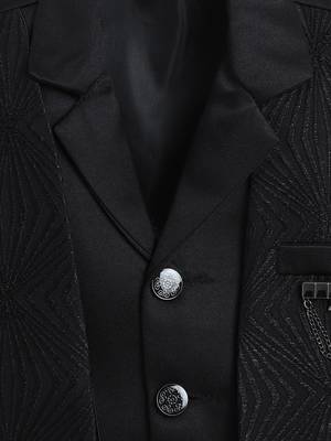 Boys black satin sunburst jacquard woven 3-piece party suit set 4