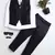 Boys navy blue satin sunburst jacquard woven 3-piece party suit set