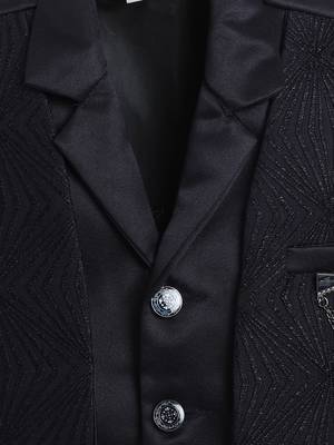 Boys navy blue satin sunburst jacquard woven 3-piece party suit set 4
