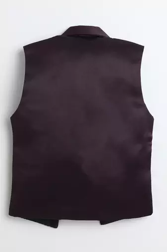 Boys wine satin sunburst jacquard woven 3-piece party suit set