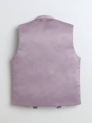 Boys mauve satin geometric jacquard woven 3-piece party suit set 3