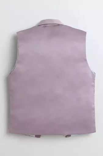 Boys mauve satin geometric jacquard woven 3-piece party suit set