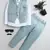 Boys ice blue satin geometric jacquard woven 3-piece party suit set