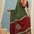 Green printed satin saree with blouse piece
