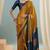 Mustard printed satin saree with blouse piece