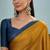 Mustard printed satin saree with blouse piece