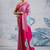 Pink printed satin saree with blouse piece