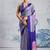 Purple printed satin saree with blouse piece