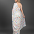 White printed satin saree with blouse piece