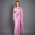 Pink printed satin saree with blouse piece