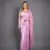 Pink printed satin bridesmaid saree with blouse piece