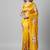 Yellow printed satin saree with blouse piece