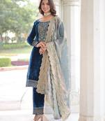 Morpich Velvet Sequins & Zari Embroidered Kurta Set