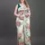 Cream printed satin saree with blouse piece