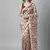 Beige printed satin saree with blouse piece