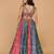 multicolor georgette brocade lehenga set with blouse and dupatta