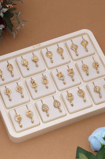 Gold color 12 pairs combo of antique earrings
