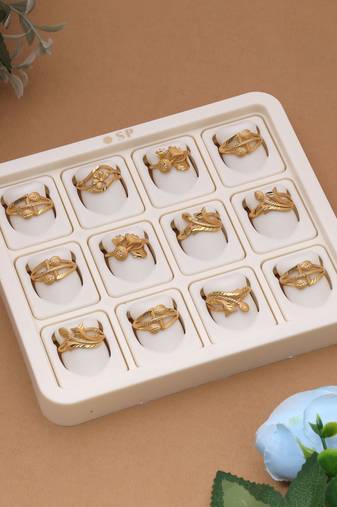 Gold color assorted design fashion rings combo of 12 pieces