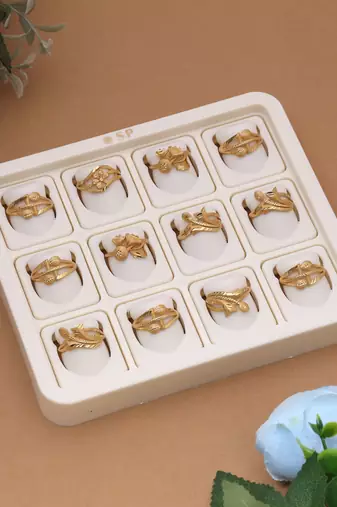 Gold color assorted design fashion rings combo of 12 pieces