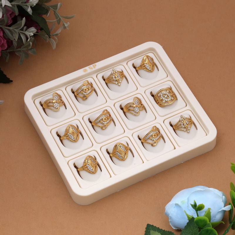 Gold color assorted design fashion rings combo of 12 pieces
